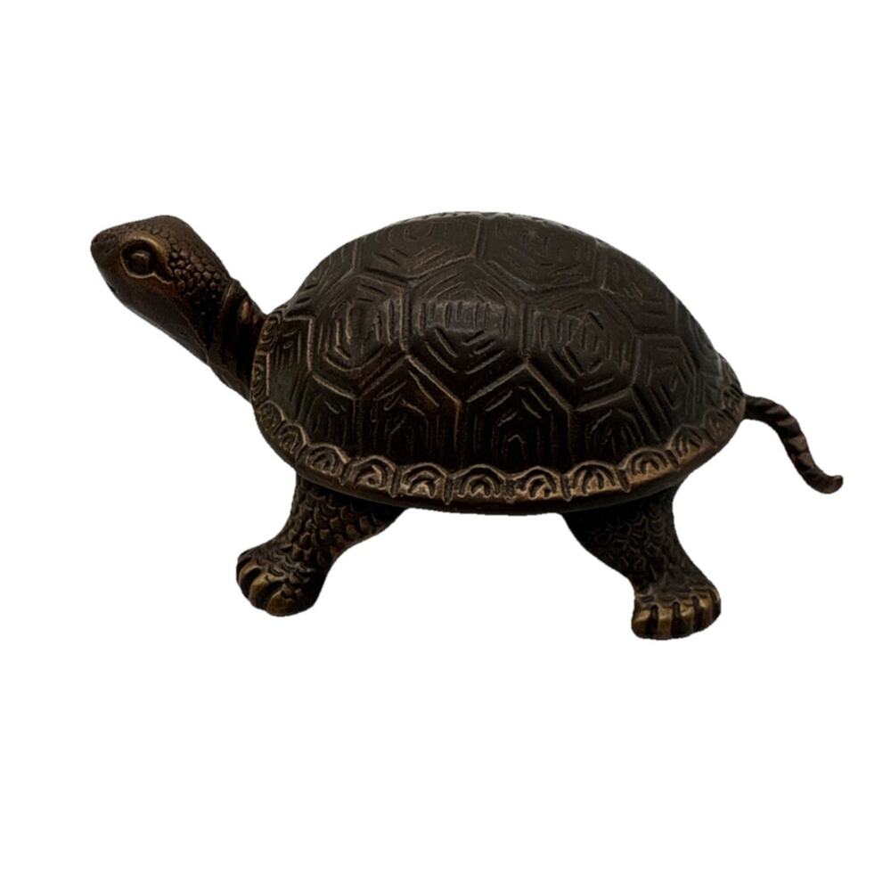 Vintage Brass bronze Tin Chi Turtle Inkwell Andrea By Sadek HTF